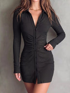 Button-down Bodycon Mini Dress