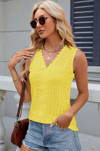 Eyelet V-neck Wide Strap Tank (19)