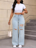 Distressed Wide-leg Jeans