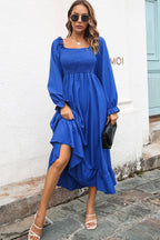 Smocked Ruffle Hem Flounce Sleeve Dress (15)