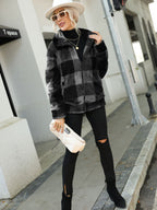 Plaid Zip-up Collared Jacket (10)
