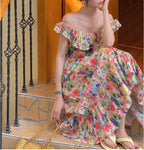 French Shoulder Print Dress photo 3