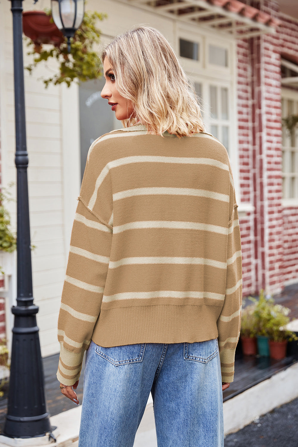 Striped Johnny Collar Sweater (8)