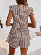 Printed Round Neck Top Layered Shorts Set (3)
