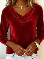Velvet Cowl Neck Long Sleeve Top (16)