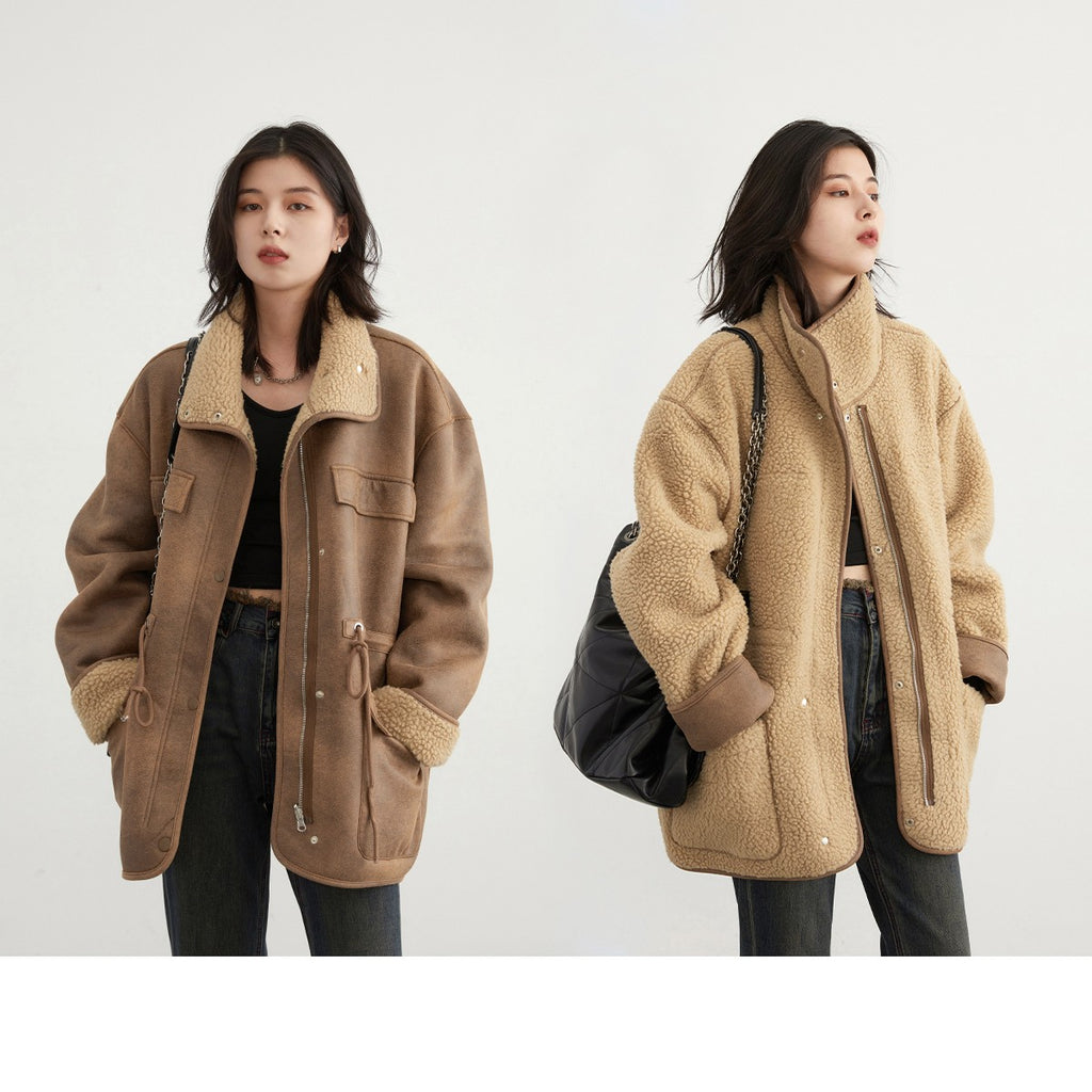 Motorcycle Clothing Suede Lamb Wool Reverse Coat photo 11