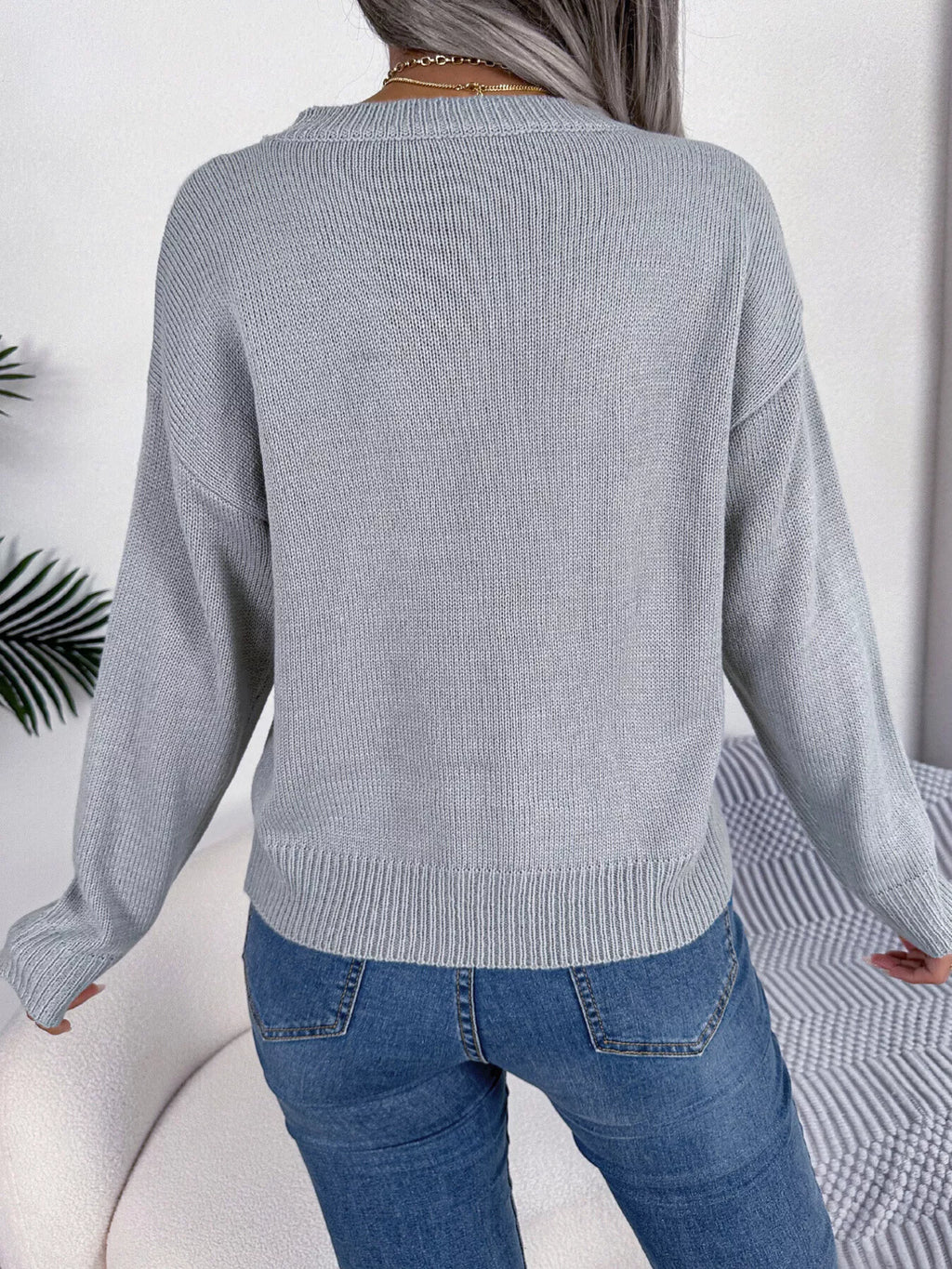 Cable Knit Heart Round Neck Sweater (5)