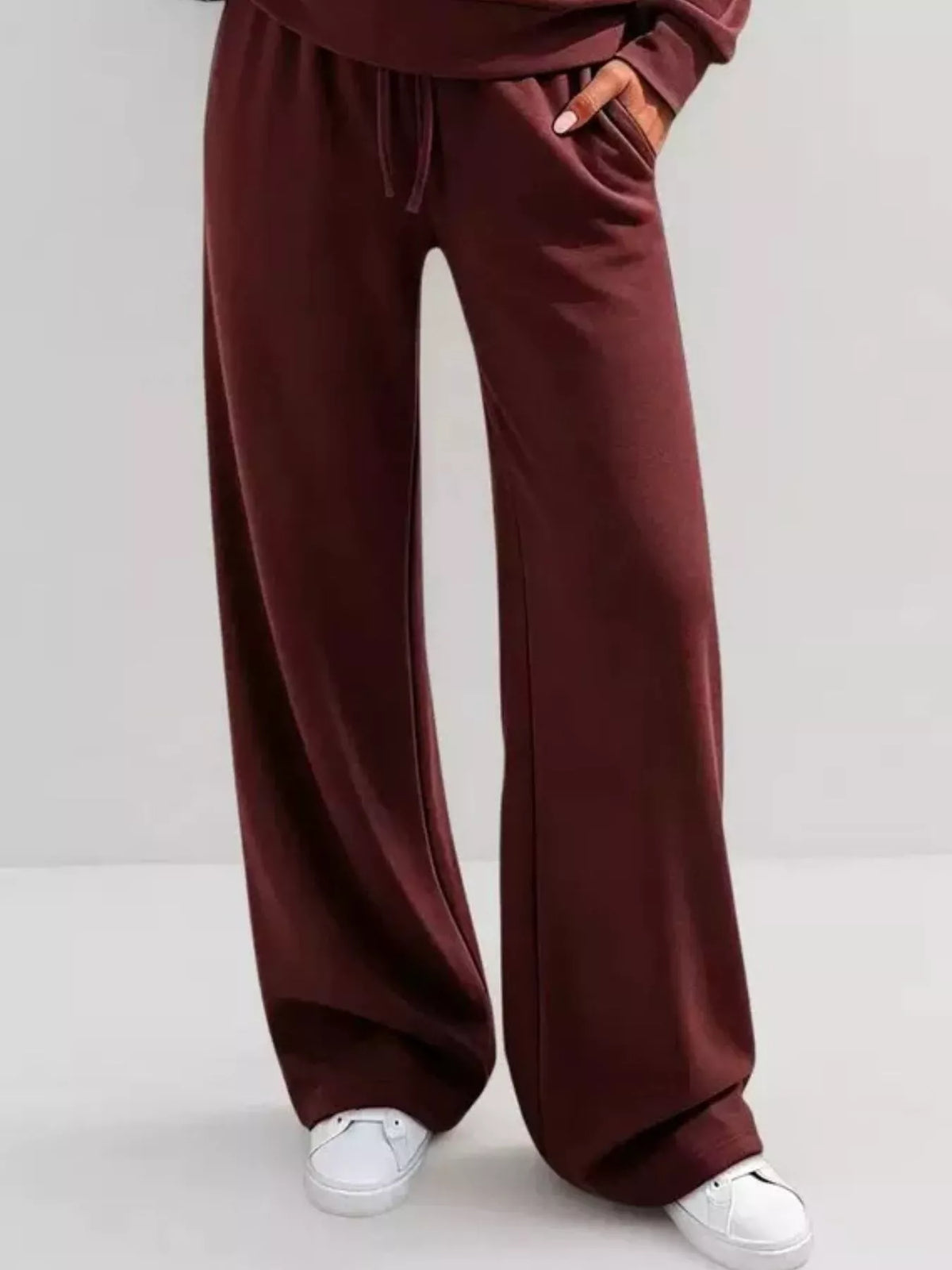 Button Detail Dropped Shoulder Top Pants Set (31)