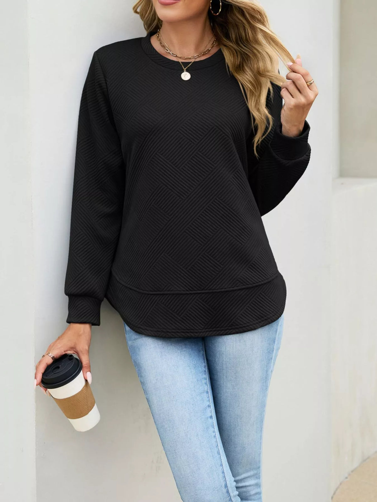 Textured Crew Neck Sweatshirt (16)