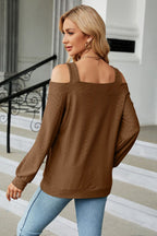 Cold Shoulder Square Neck Cutout Blouse (12)