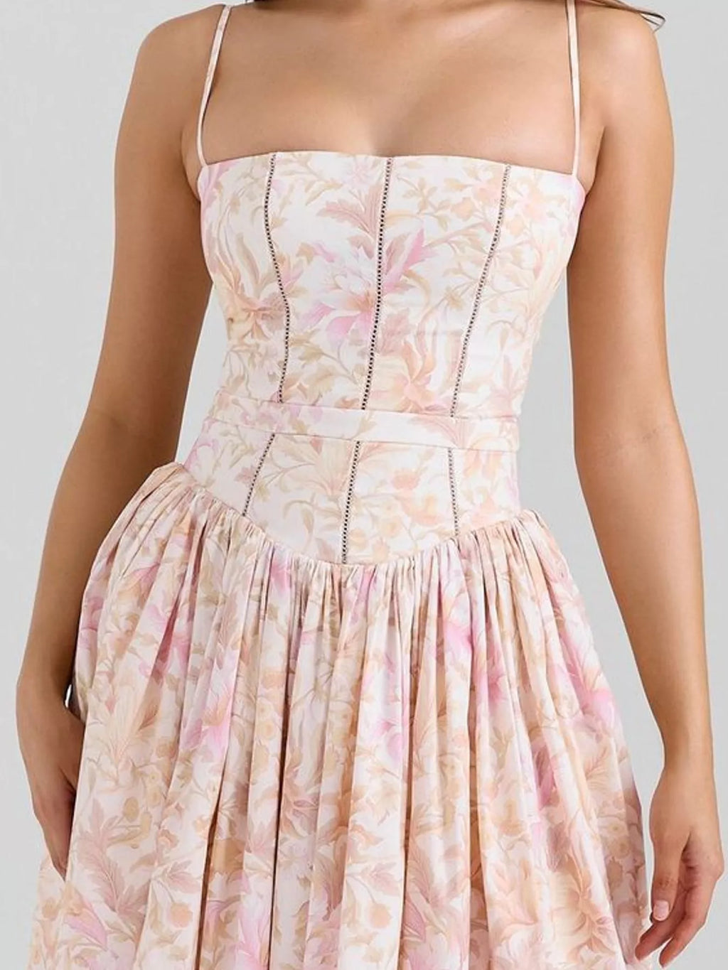 Floral Spaghetti Straps Midi Dress (53)