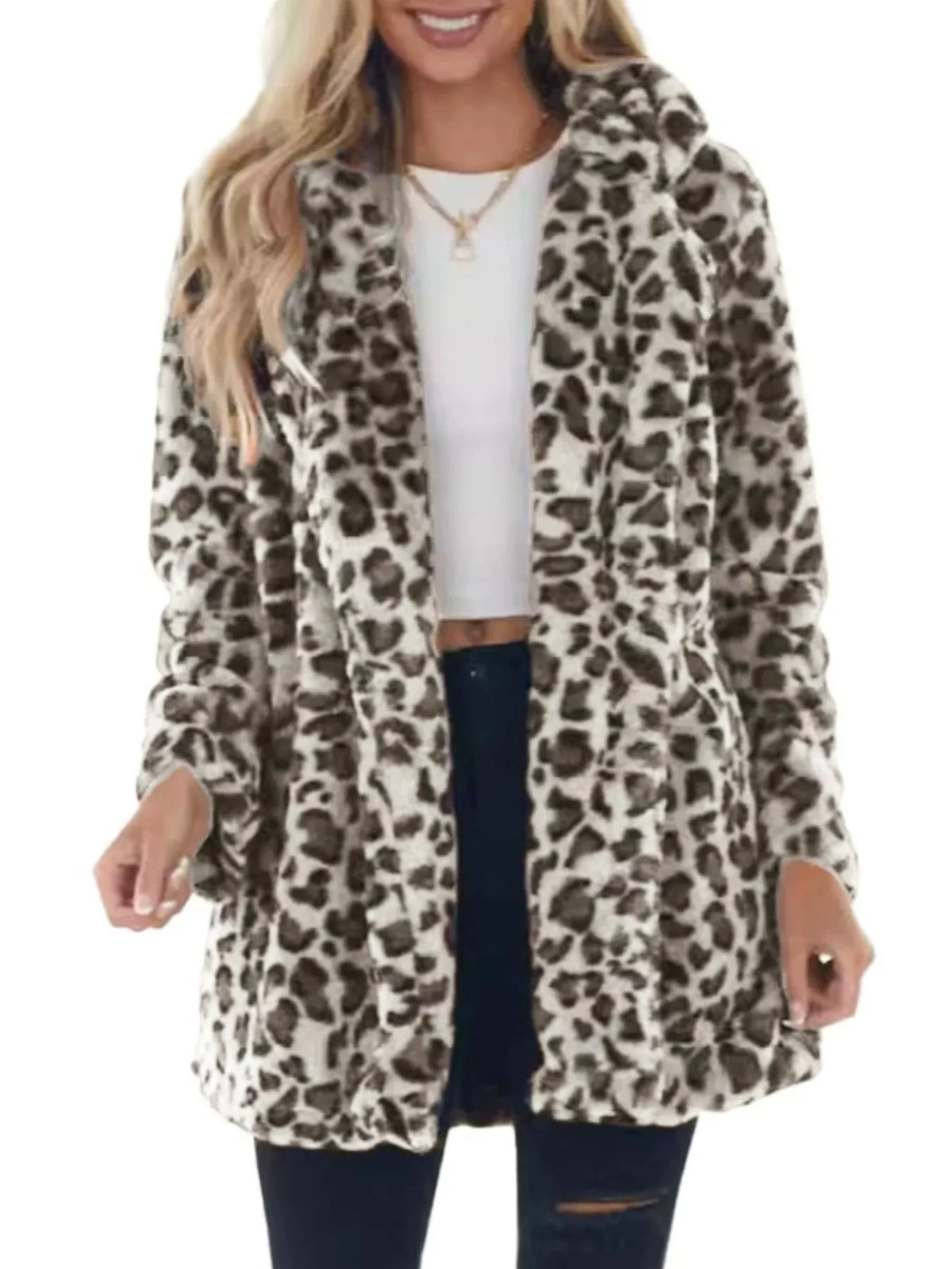 Full Size Leopard Open Front Outerwear Plus (10)