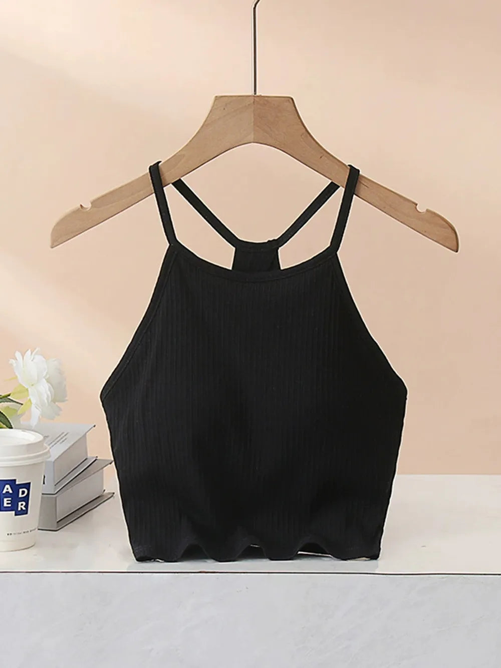 Grecian Neck Cropped Tank Chest Pads (5)
