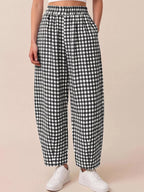 Gingham Wide-leg Casual Pants (3)