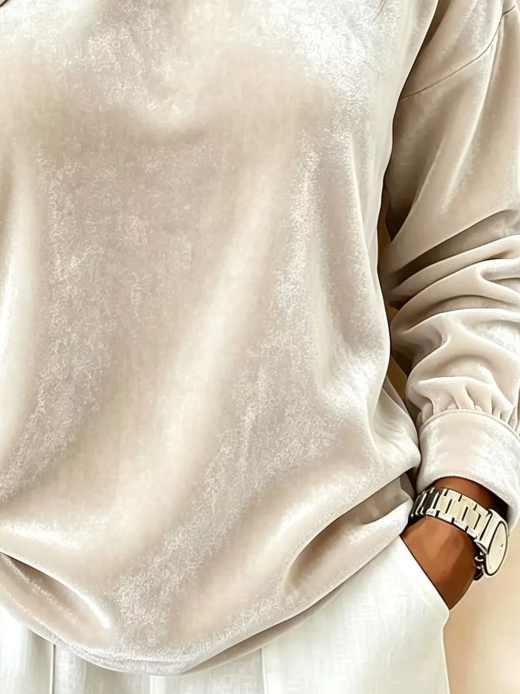 Full Size Velvet One-shoulder Top Buckle Detail Plus (6)