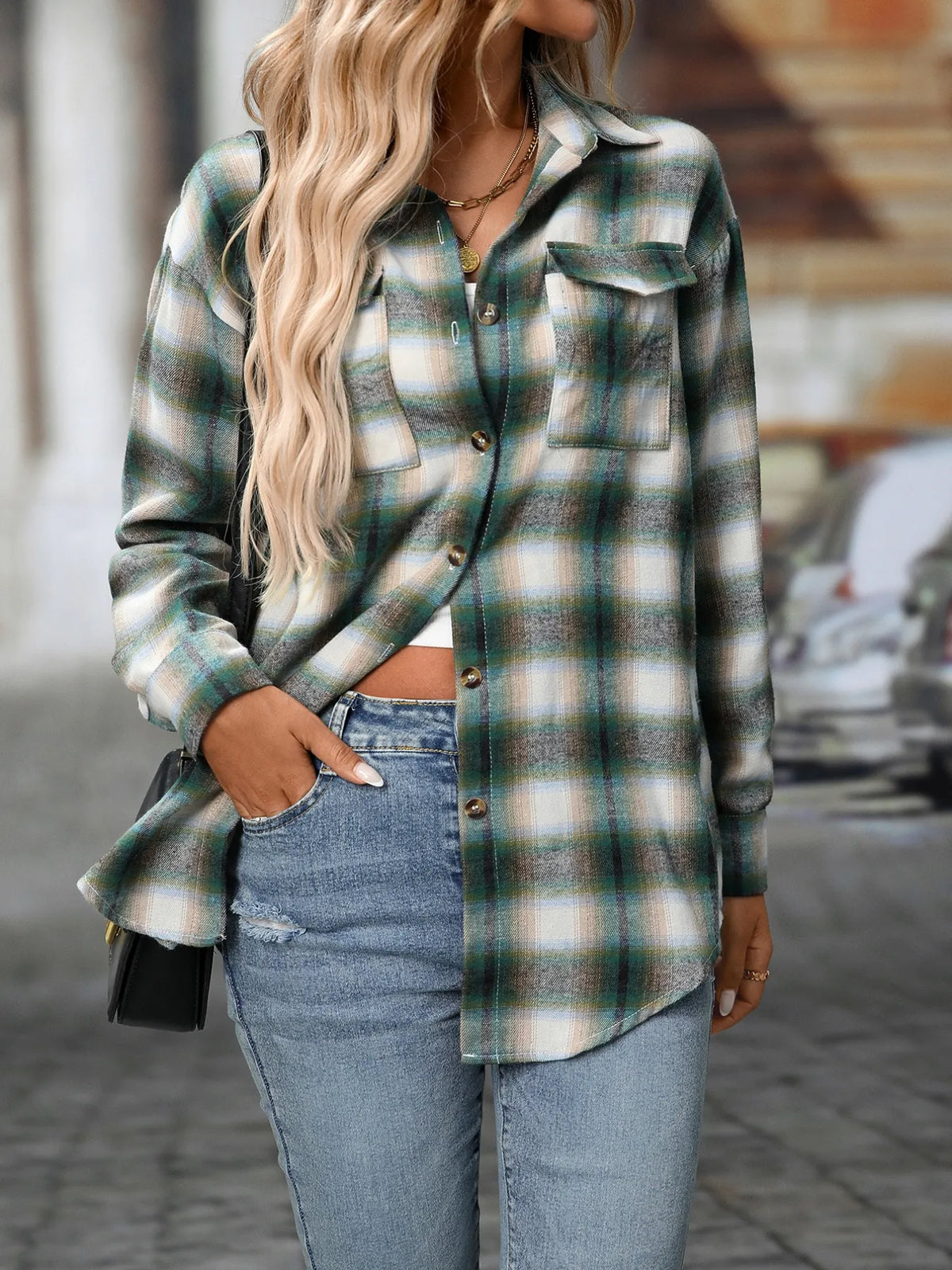 Oversized Plaid Button-up Shirt (8)