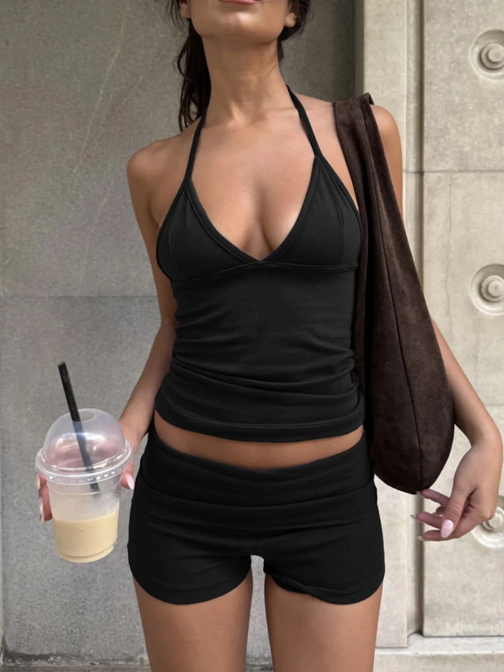 Halter Neck Cami Shorts Set (2)