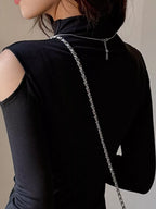 Mock Neck Cold-shoulder Slim-fit T-shirt (9)