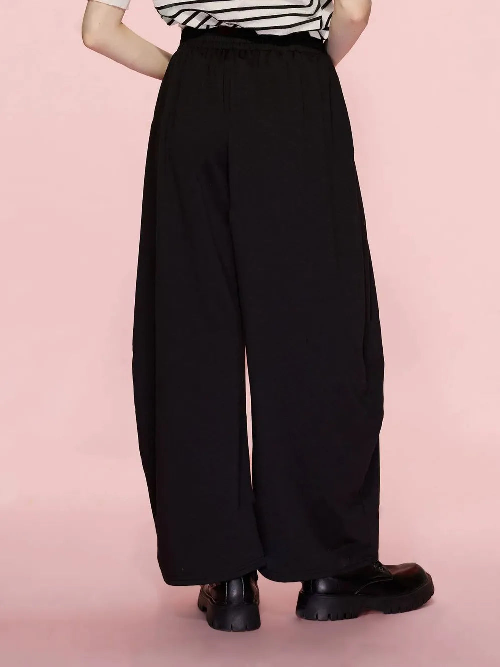 Elastic Waist Wide Leg Pants Pockets (2)