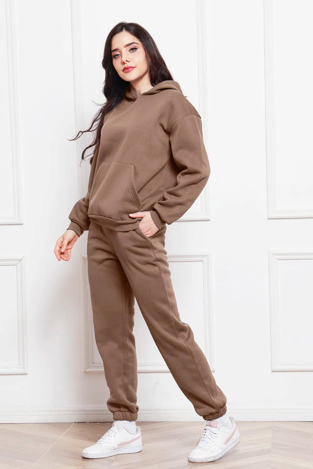 Drop Shoulder Long Sleeve Hoodie Pants Set (17)