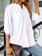 Notched 3/4 Sleeve Casual Top (29)