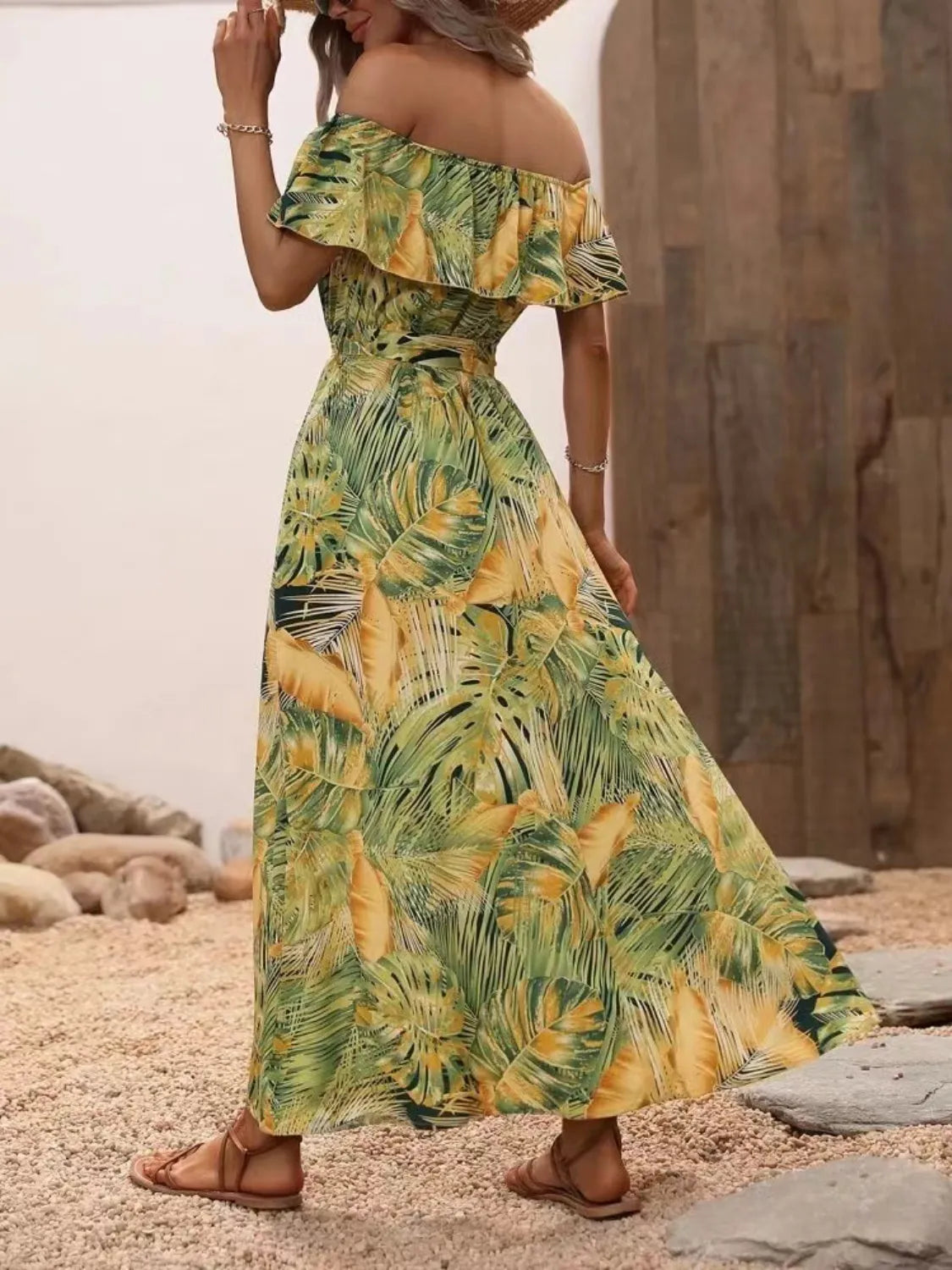 Ruffled Printed Off Shoulder Maxi Dress (21)