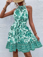 Floral Halter Neck Summer Dress Belt (9)