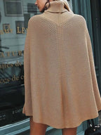 Turtleneck Knitted Cape Sweater (4)