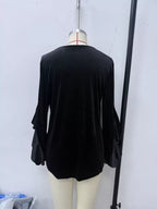 Velvet Round Neck Ruffle Sleeve Top (6)