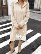 Corduroy Shirt Dress Button-down Front (14)