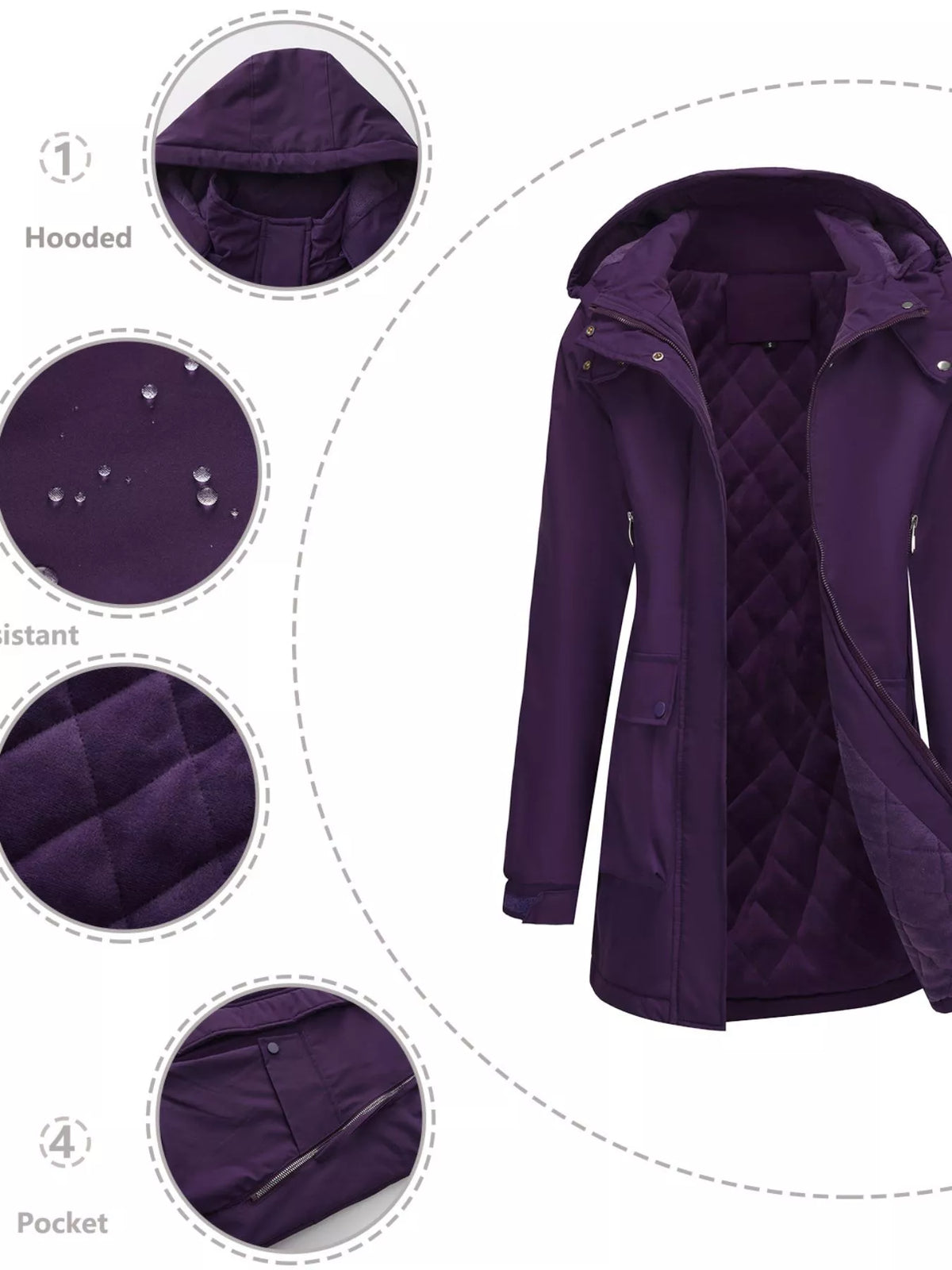 Full Size Zip Up Hooded Parka Outerwear Plus (33)