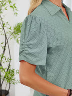 Eyelet Short Sleeve Blouse (3)