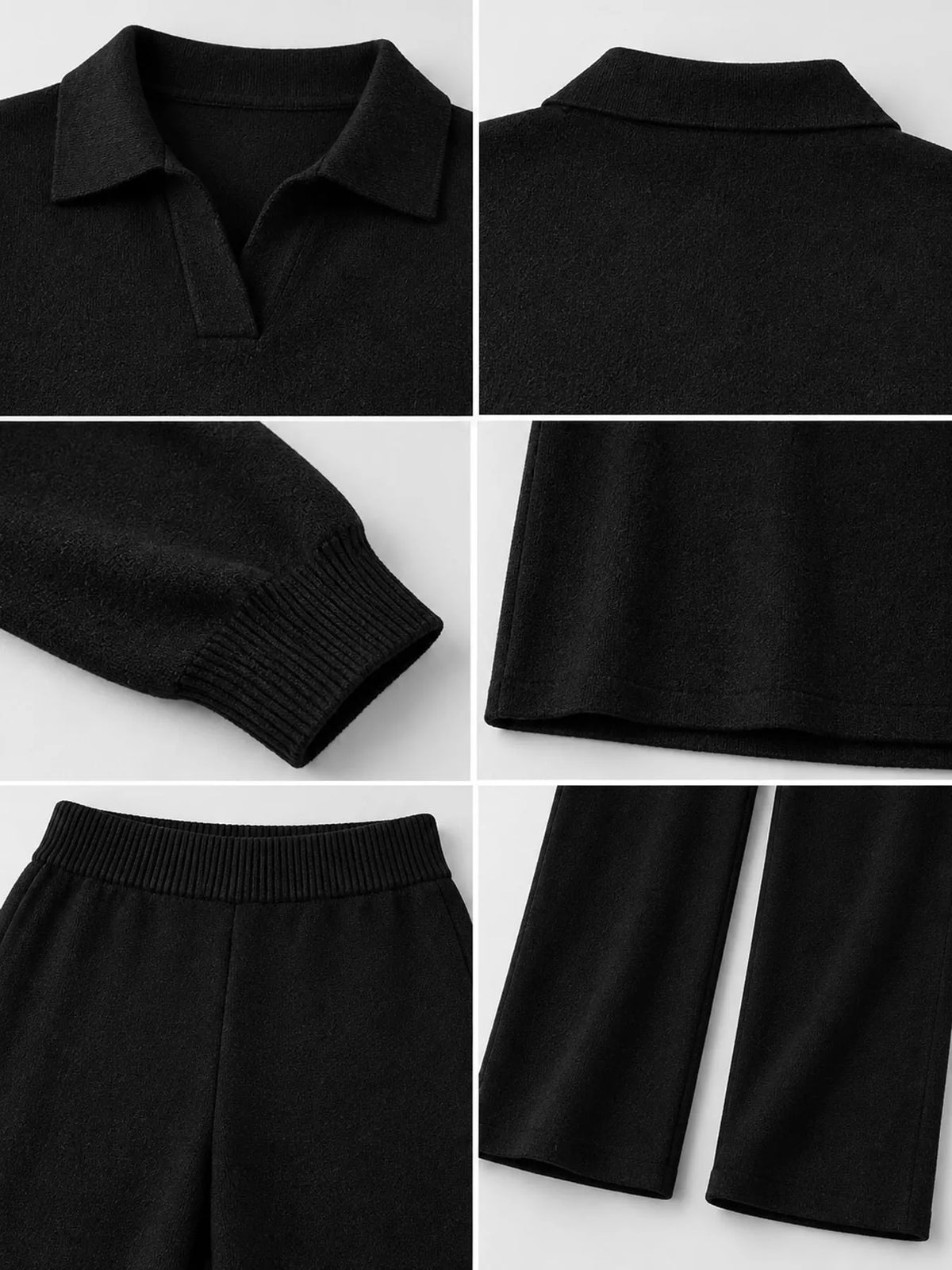 Polo Collar Top Wide-leg Pants Set (9)