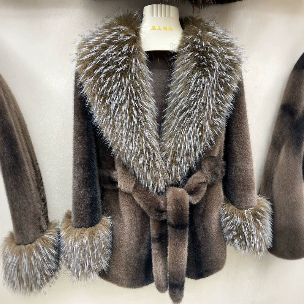 High-end Fur-and-fabric Faux Mink Coat photo 5