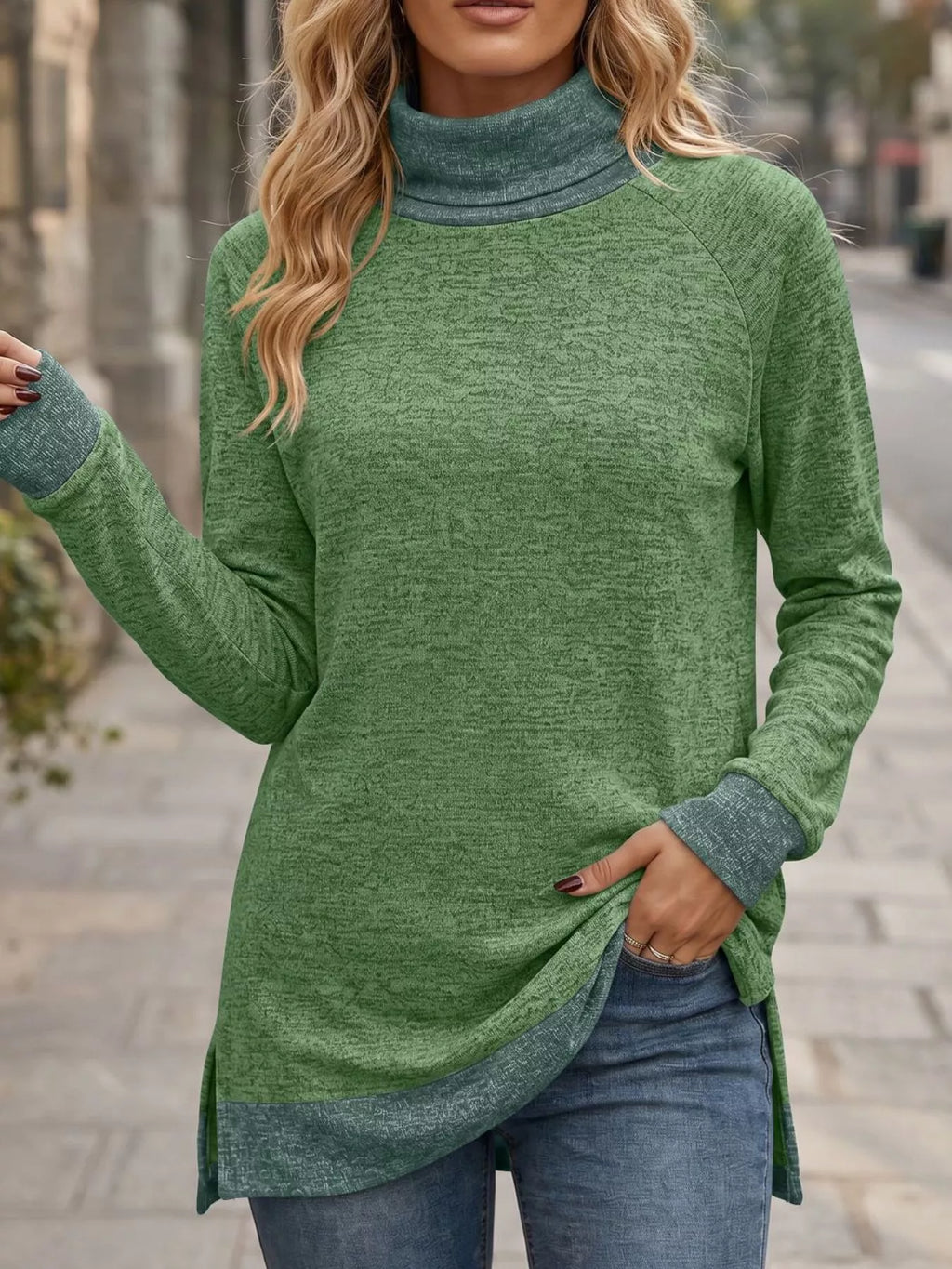Turtleneck Raglan Sleeve T-shirt (26)