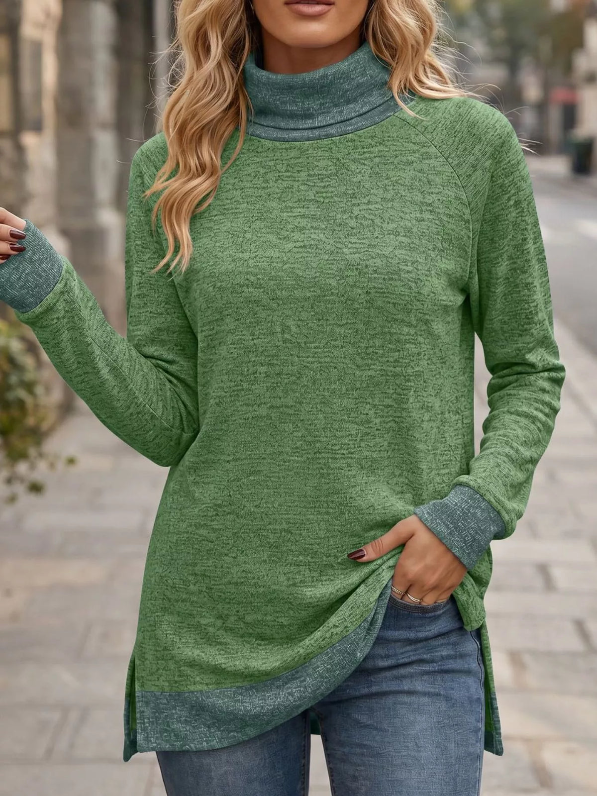 Turtleneck Raglan Sleeve T-shirt (26)