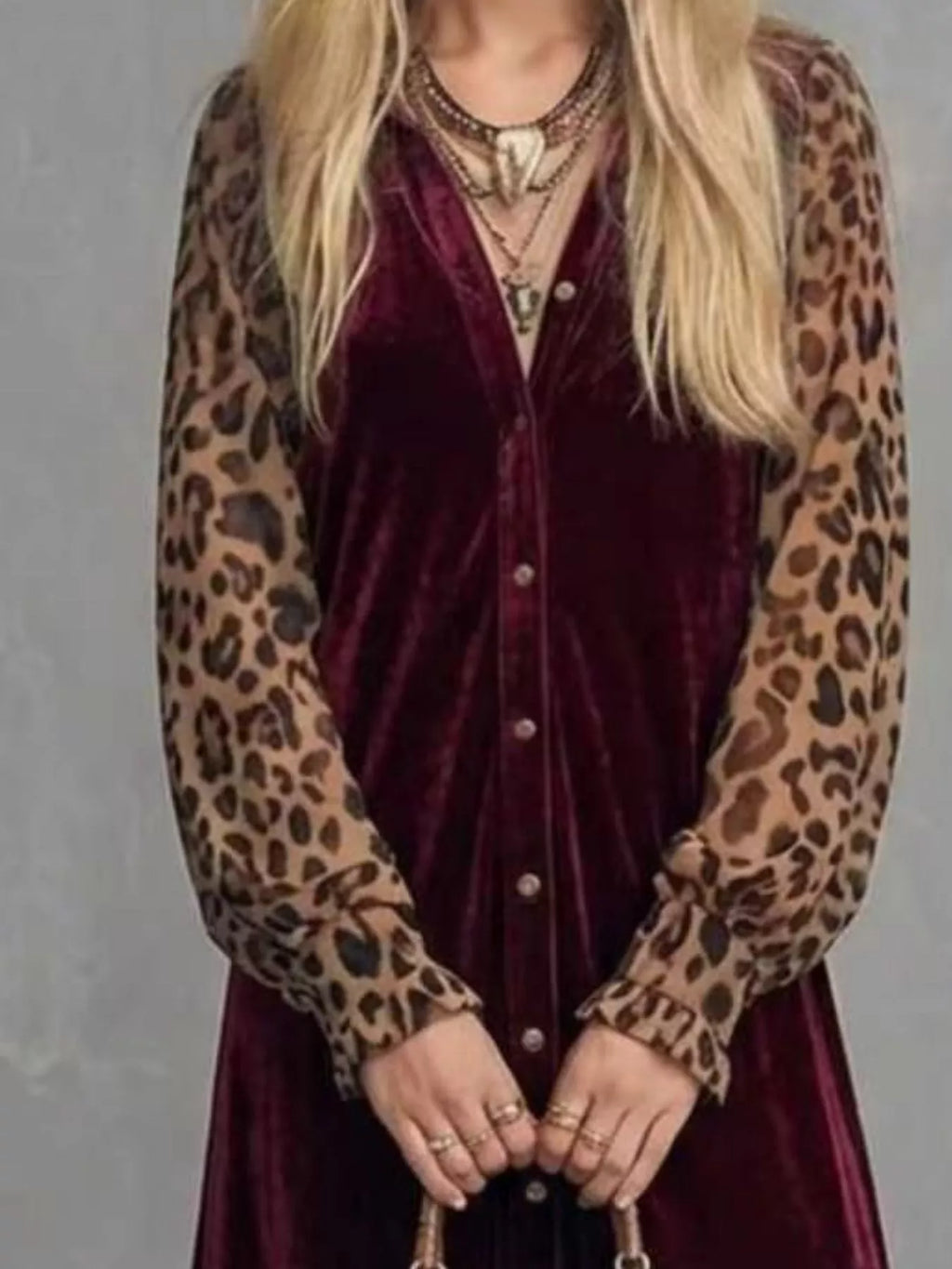 Leopard Velvet Button-down Maxi Dress (4)
