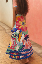 Printed Square Neck Wide Strap Dress (5)