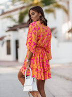 Layered Printed Surplice Mini Dress (2)