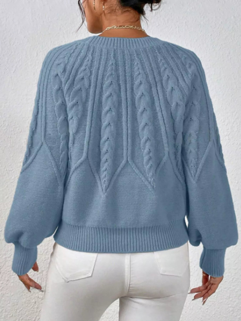 Cable Knit Long Sleeve Sweater (15)