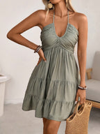 Smocked Halter Neck Tiered Dress (17)
