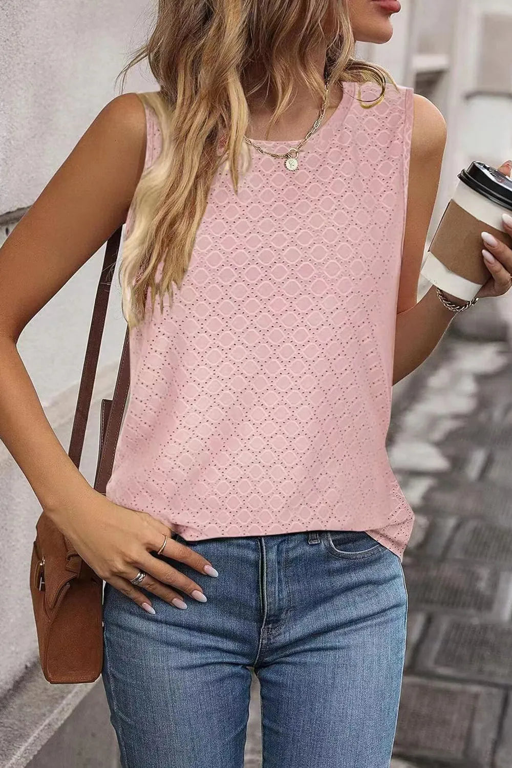 Eyelet Round Neck Tank (11)