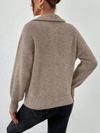 Half Zip Dropped Shoulder Sweater (17)