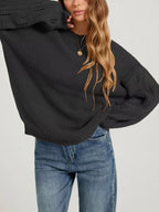 Textured Knit Openwork Dropped Shoulder Sweater (8)