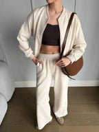 Zip Up Sweatshirt Wide-leg Pants Set