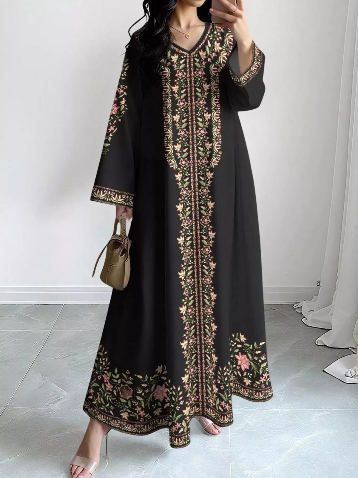 Floral Long Sleeve Maxi Dress (5)