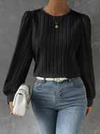 Round Neck Long Sleeve Blouse (5)