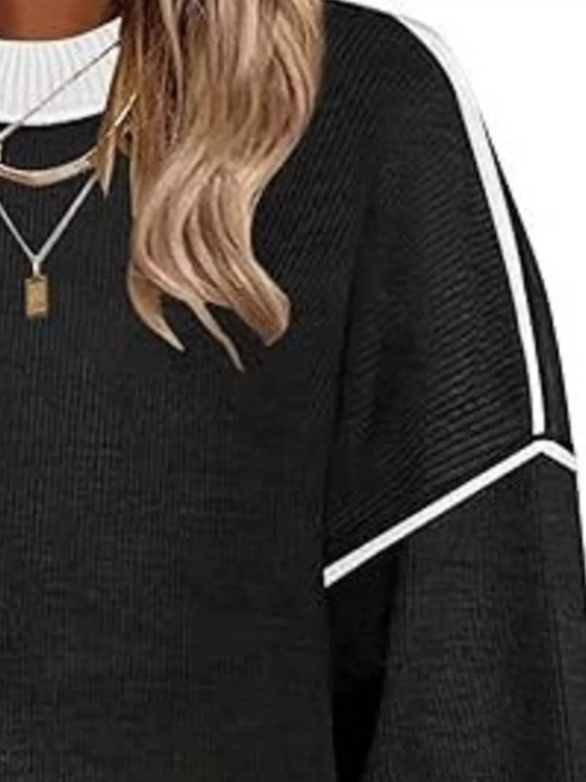 Round Neck Dropped Shoulder Sweater (2)