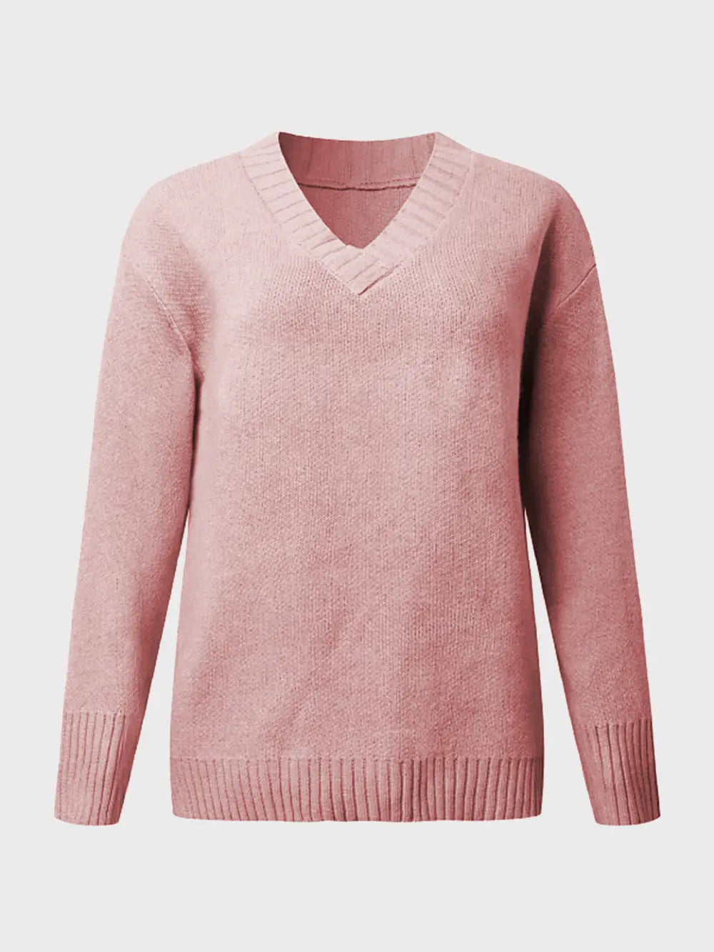 V-neck Long Sleeve Knit Top (2)