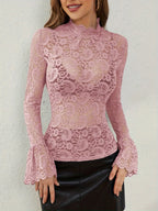 Mock Neck Long Sleeve Lace Top (8)